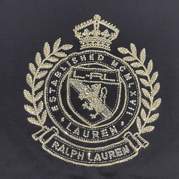 Lauren Ralph Lauren Petite Large Navy tee with rhinestones - Picture 4 of 4